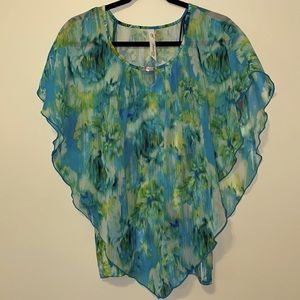 Floral blouse in blue/green size PXL. NY collection